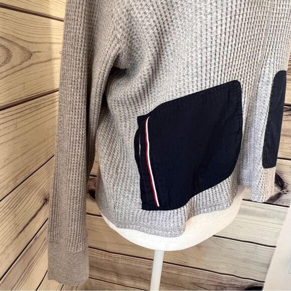 Tommy Jeans Grey & Navy Waffle Knit Cotton Hoodie - Picture 4 of 9